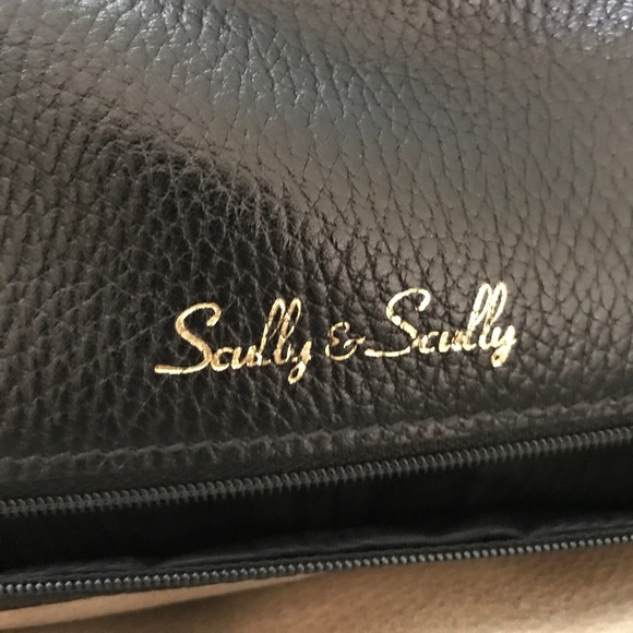 Rare Scully & Scully black 100% pebbled Leather oversized Envelope Clutch - Picture 3 of 10